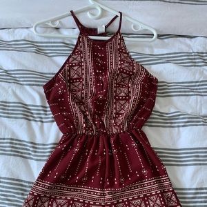 Patterned Maroon Romper